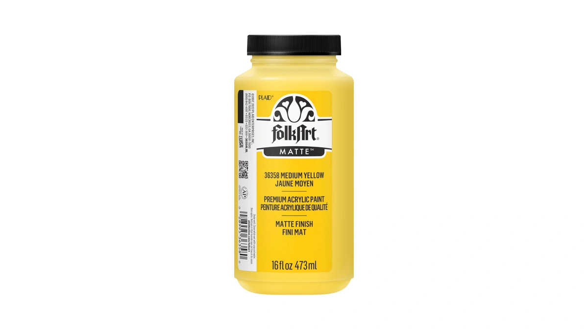 Folkart Acrylic Craft Paints, Medium Yellow 16 Fl Oz Premium