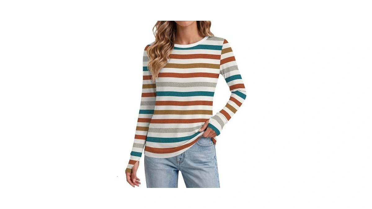 Ekouaer Long Sleeve Shirts For Women Crew Neck Tops Fall