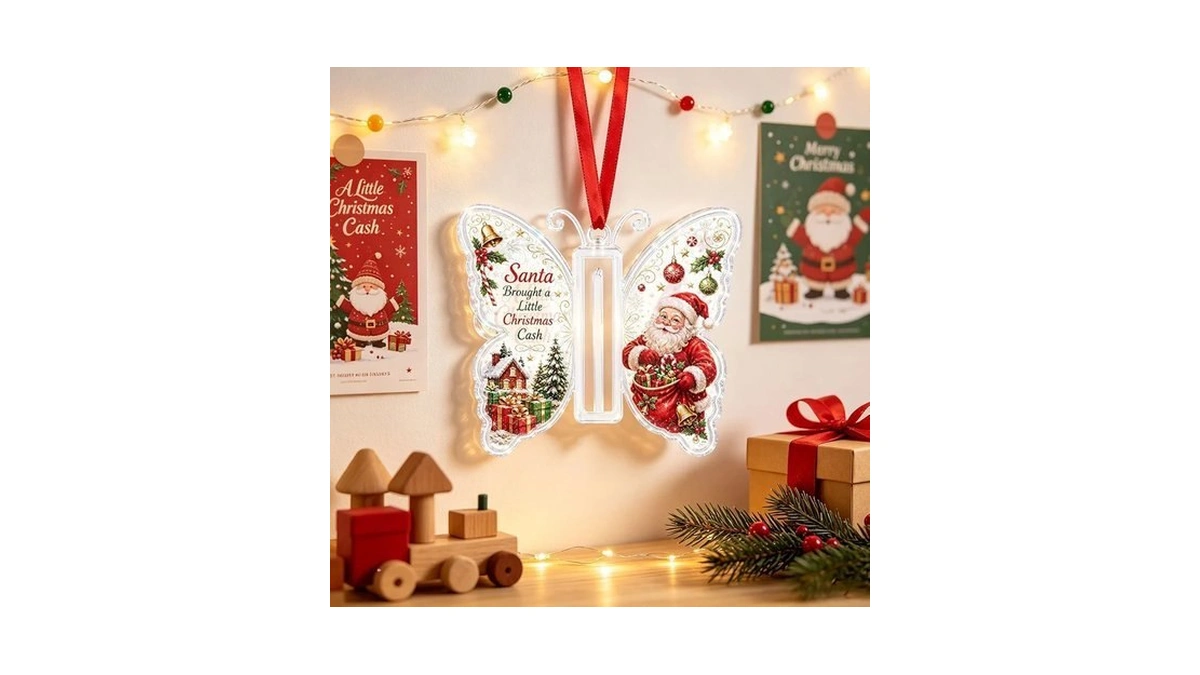 Christmas Cash Gift Ornament - Butterfly Money Holder With AcrylicοΌc