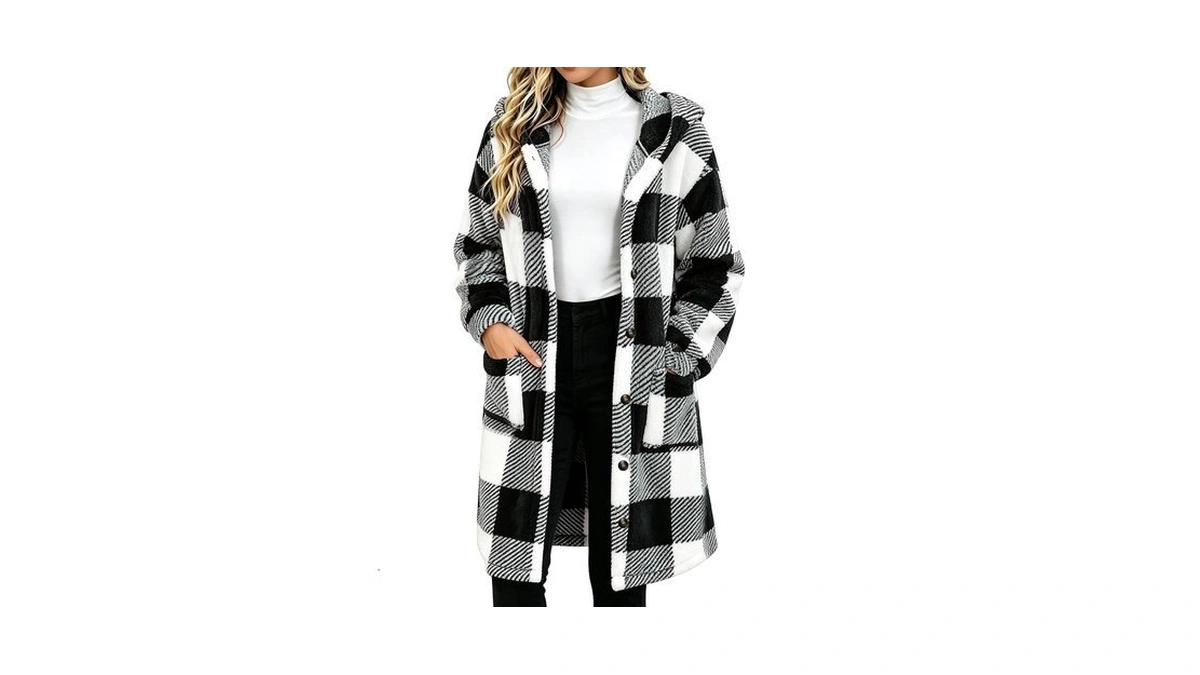 Fpmluxll Sherpa Fleece Jacket For Women Casual Flannel Plaid Winter