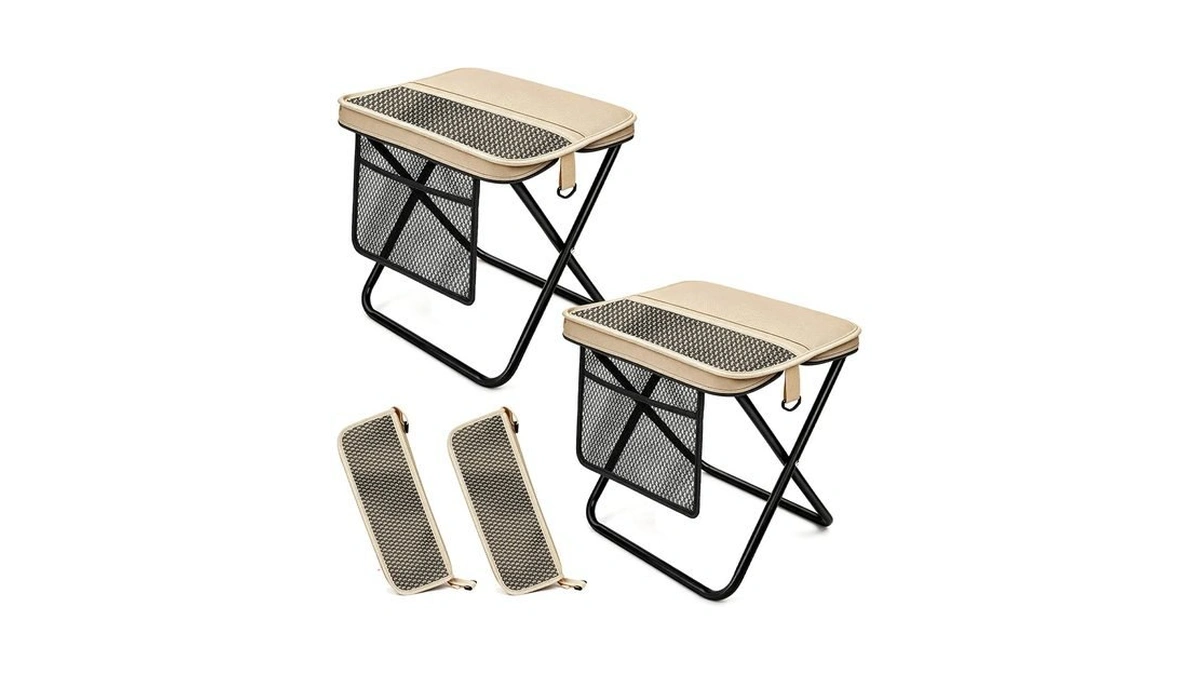 Fshyos 2 Pack Portable Folding Stools, 14.2" Collapsible Chairs For