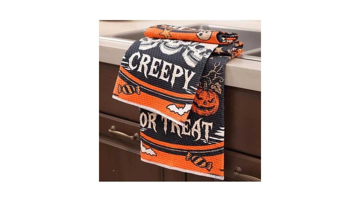 Qiong Meng 100% Cotton Halloween Kitchen Towels 18x26 Inch Spooky