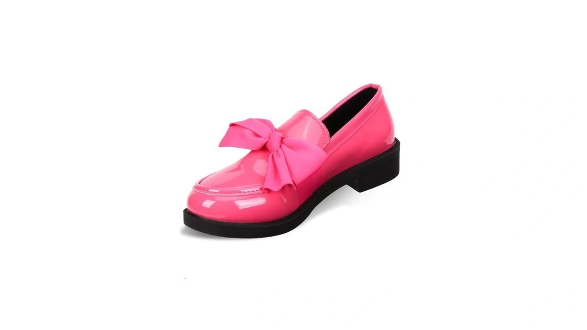 Bomanaexc Loafers For Women With Bow, Casual Patent Leather Flat