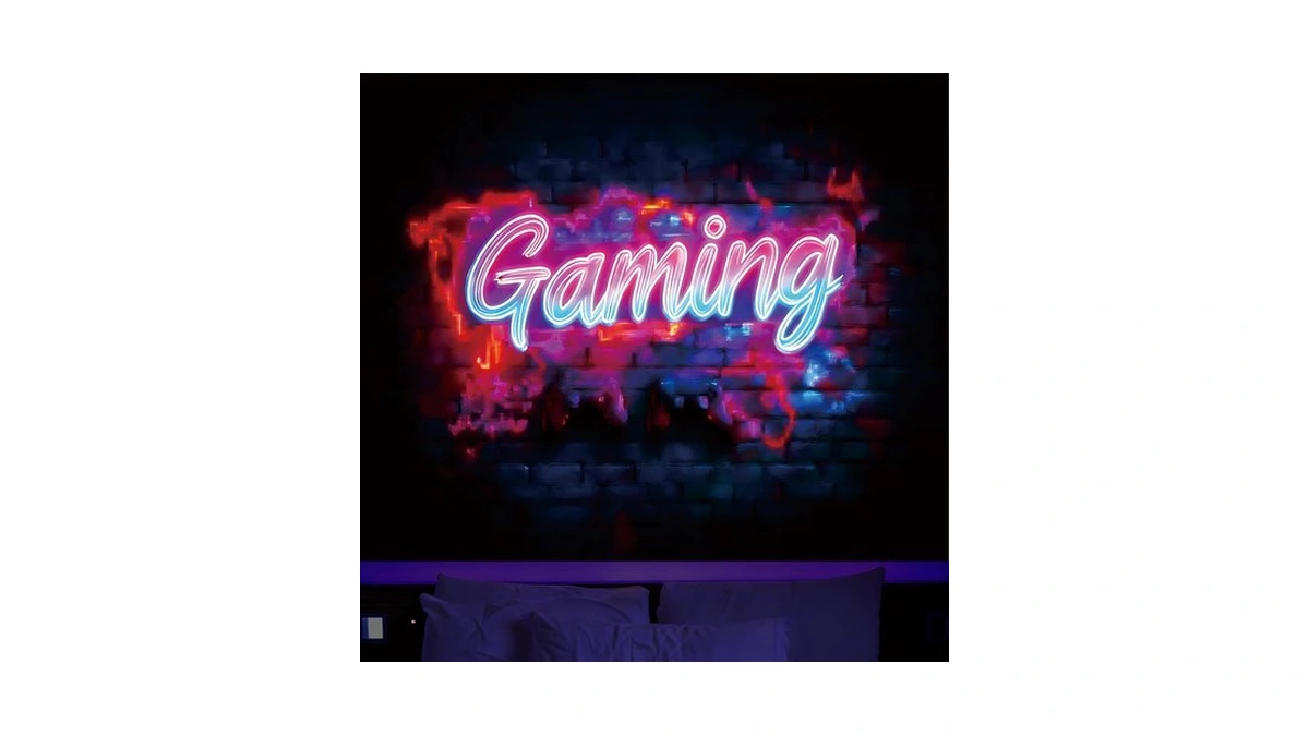 Kosseco Gaming Blacklight Tapestry, Neon Gamer Black Light Wall Tapestry