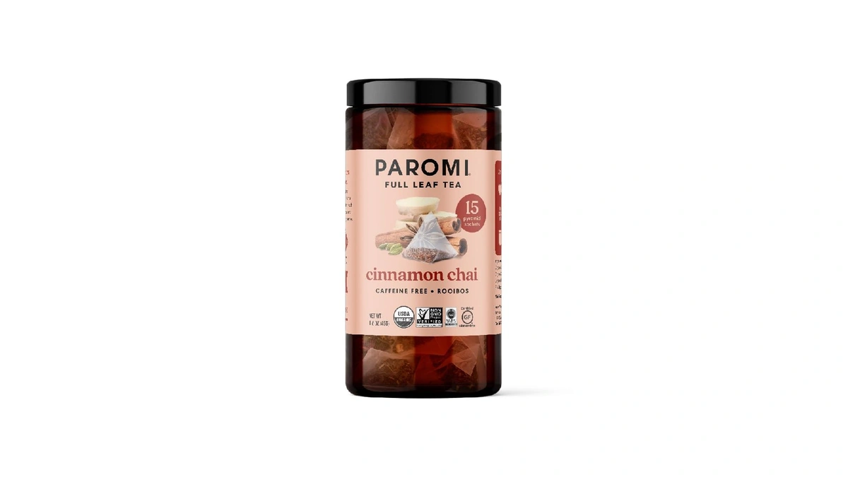 Paromi Cinnamon Chai Rooibos Organic Tea, Signature Jar, 15 Count