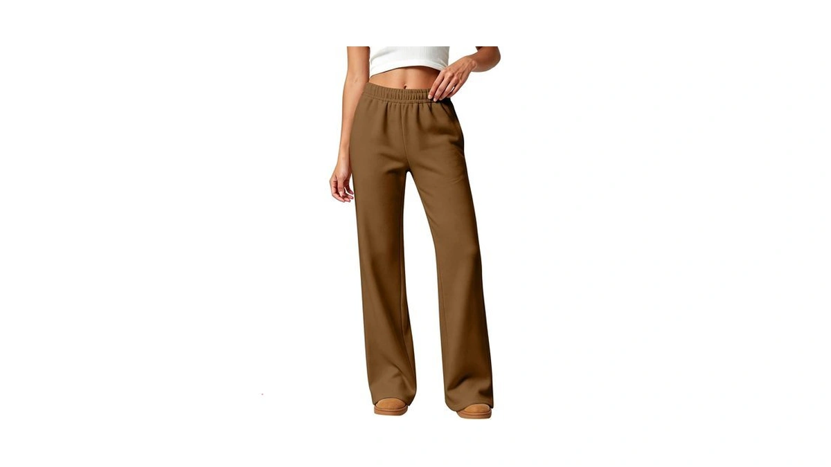 Women's Wide Leg Lined Sweatpants High Waisted Joggers With Pockets