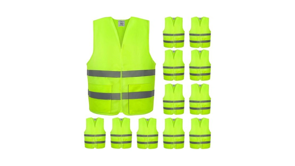 Vochic 12 Pack Safety Vests With Pockets Yellow Reflective High