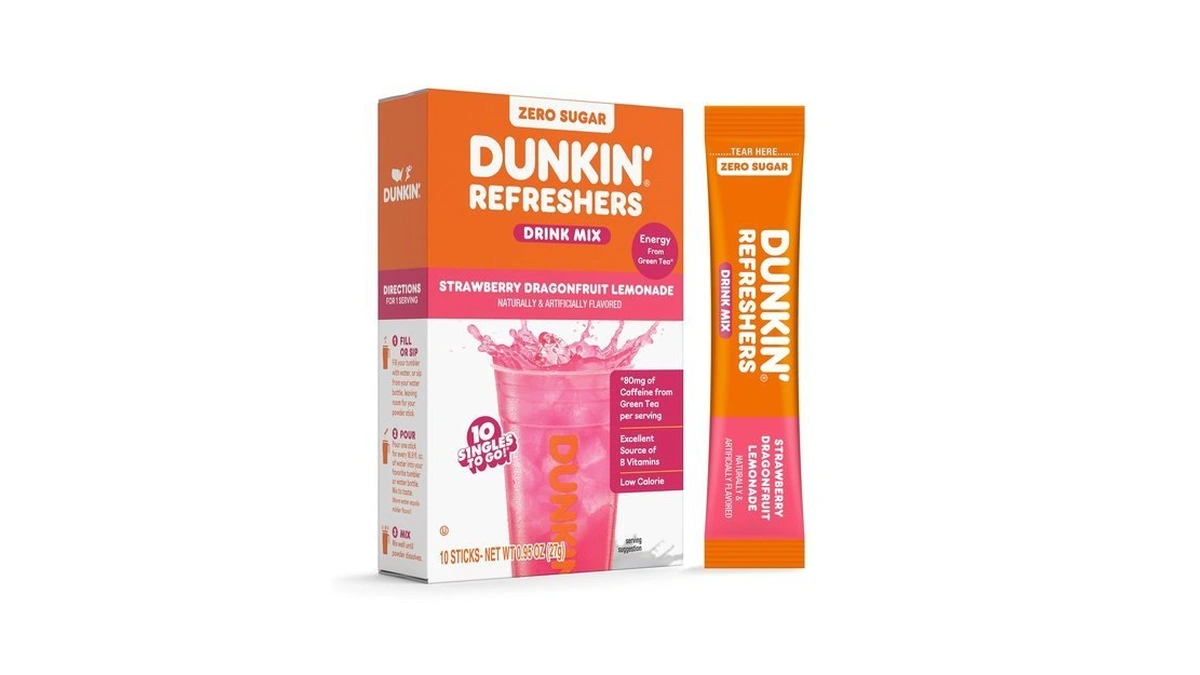 Singles To Go! Dunkin' Refreshers, Strawberry Dragonfruit Lemonade, 10 Ct