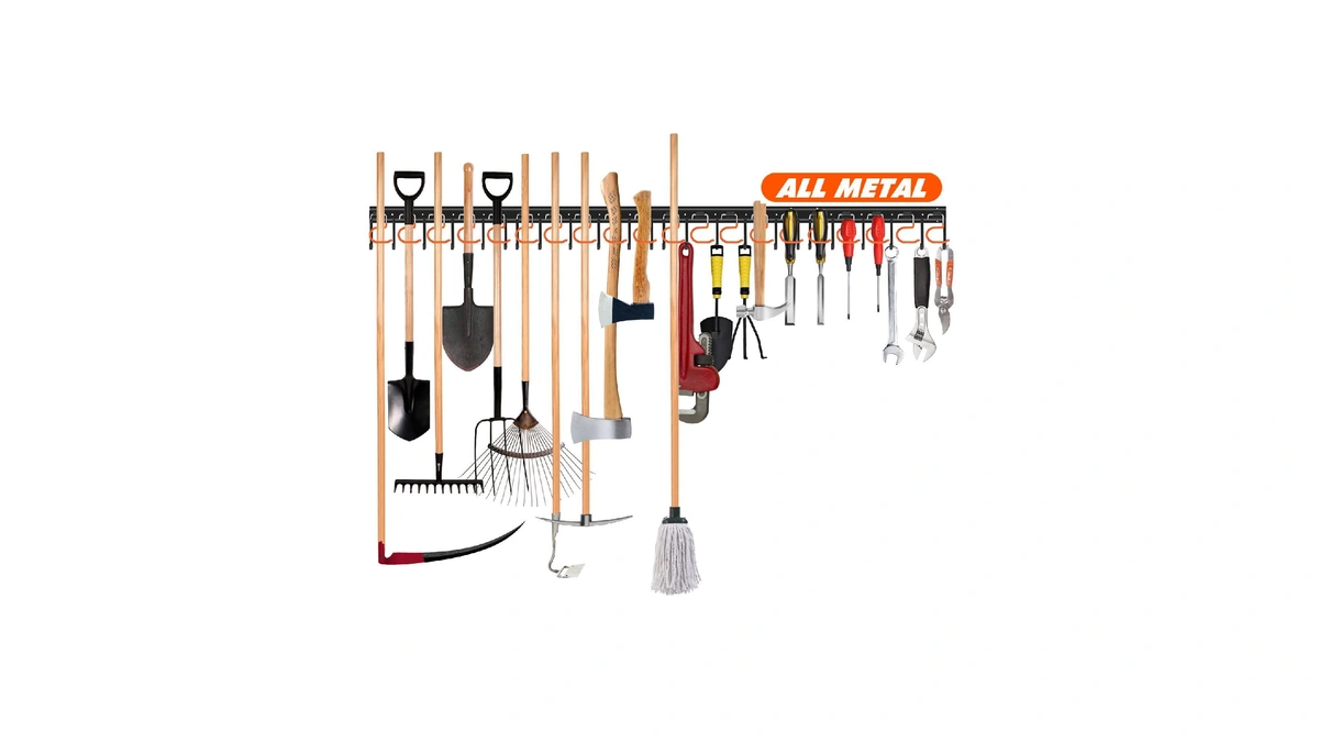 Tvkb 68'' All Metal Garden Tool Organizer Adjustable Garage Tool