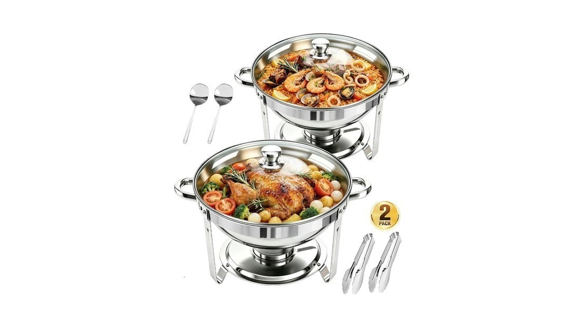 Chafing Dishes For Buffet, 2 Pack 5qt Round Stainless Steel