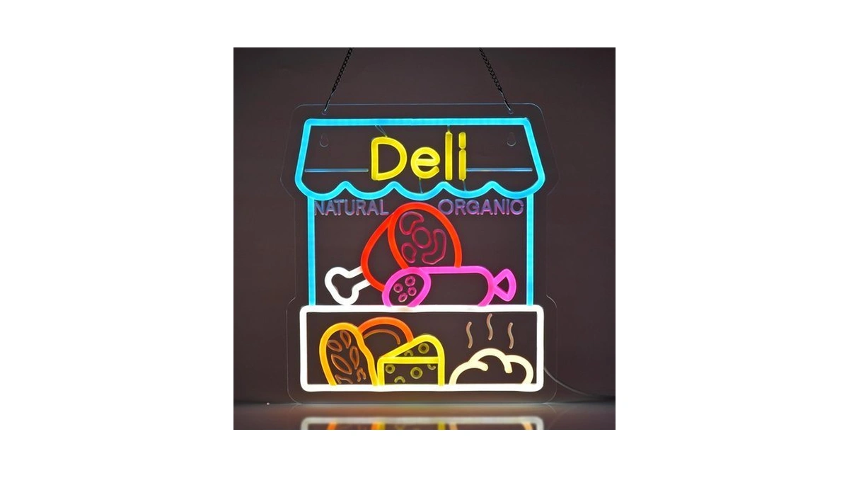 Cnbeyoung Deli Neon Sign,grocery Meat Food Wall Decor Led Light