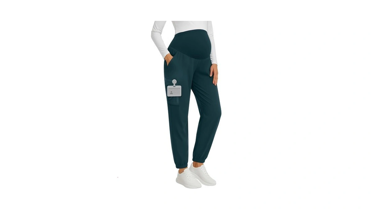 Sweetyweee Women's Maternity Scrub Pants Pregnancy Scrub Caribbean Blue M