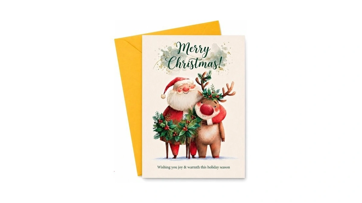 Haveself Christmas Card Santa & Rudolph Reindeer Holiday Card 5