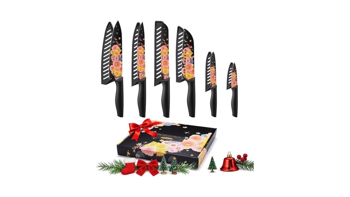 Marco Almond Knife Set Artistic Designed Pattern Kitchen Knife 6