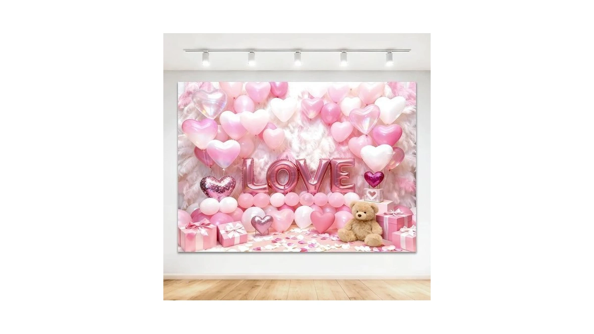 Zyloon First Birthday Decorations For Girls, Valentines Day Backdrop