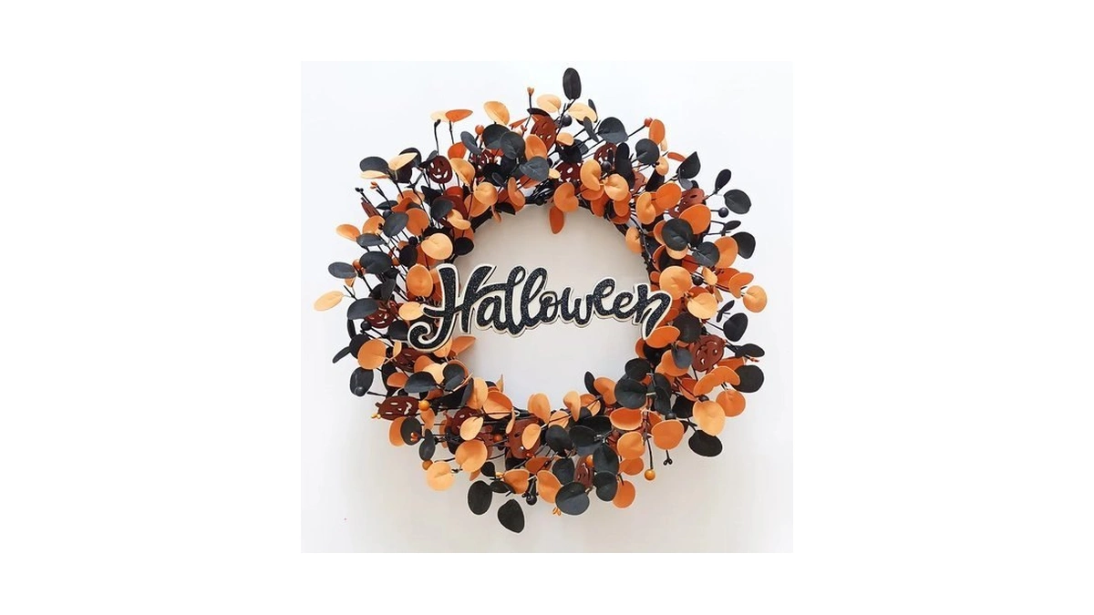 Tokcare Halloween Wreath For Front Door With Pumpkins Berries And