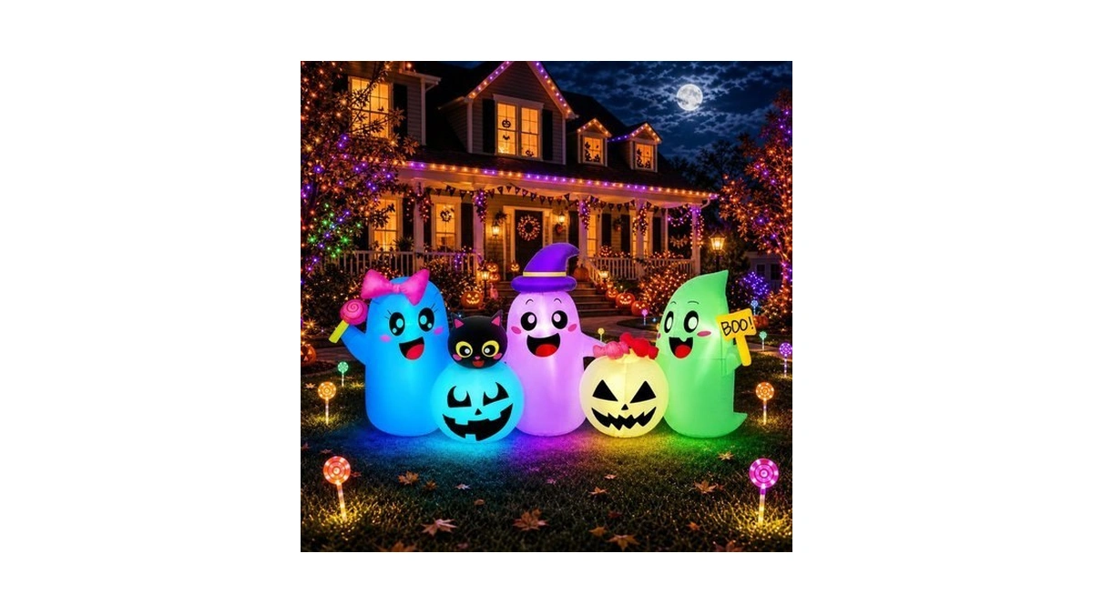Fotako 8ft Long Halloween Inflatables Decoration Outdoor Ghosts & Pumpkins