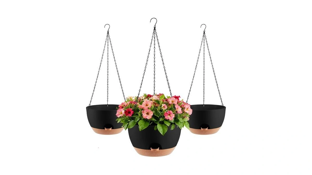 Wuceiauu 3-piece Set Of 10-inch Hanging Planters With Automatic Watering