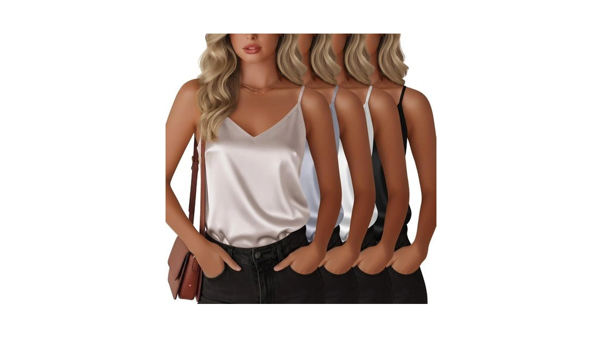 Baggyfly 4 Pack Womens Silk Camisole Tank Tops, 4-color, Xx-large