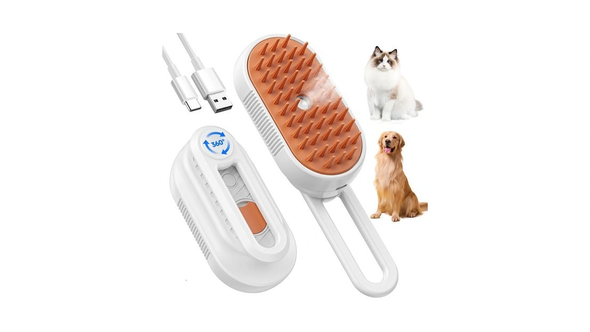 Cat Steam Brush For Shedding, 4 In 1 Rechargeable Steam
