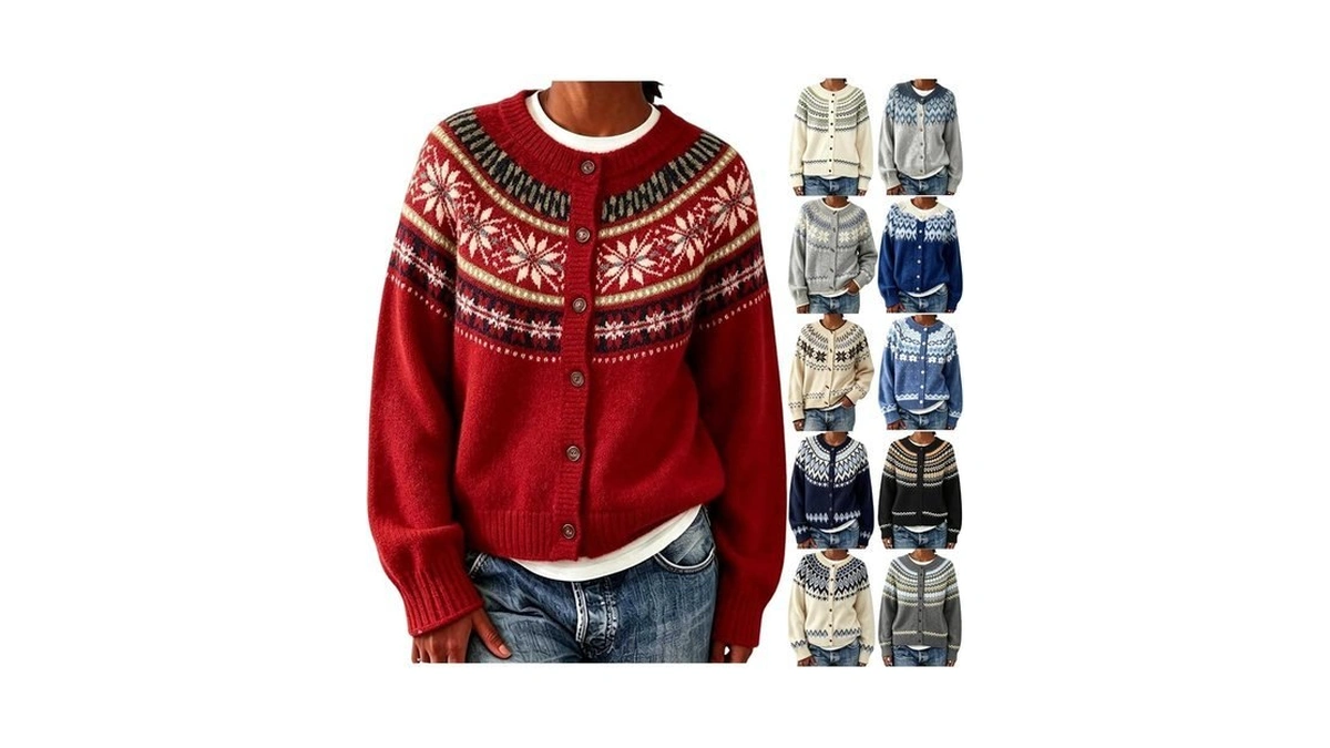 Rkwins Faire Isle Cardigan Women Buton Down Casual Open Front