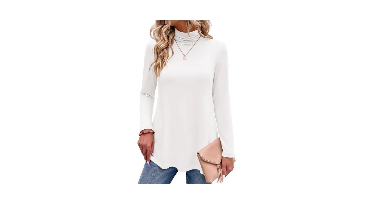 Zeagoo Long Sleeve Turtleneck Shirt Loose Fit Tunic Tops Cute