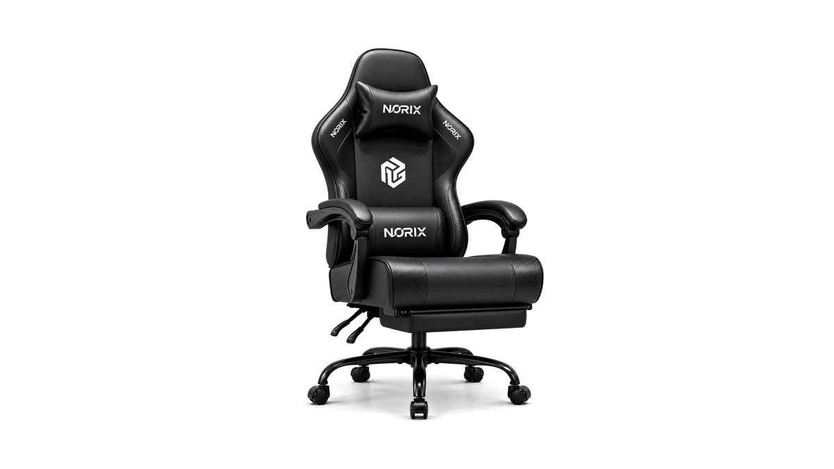Video Gaming Chair For Adults With Footrest, Ergonomic Computer Chair,black
