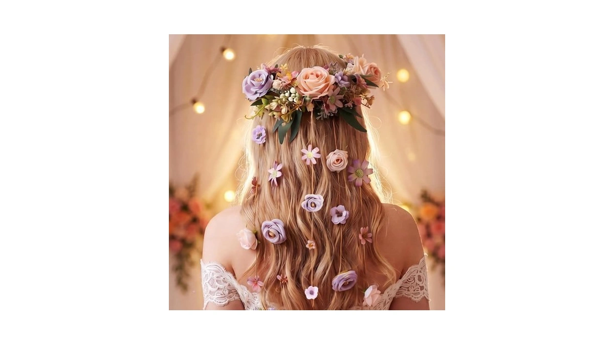 Craftsatin Bridal Hair Vine Elegance Wedding Headpiece, Artificial Flower