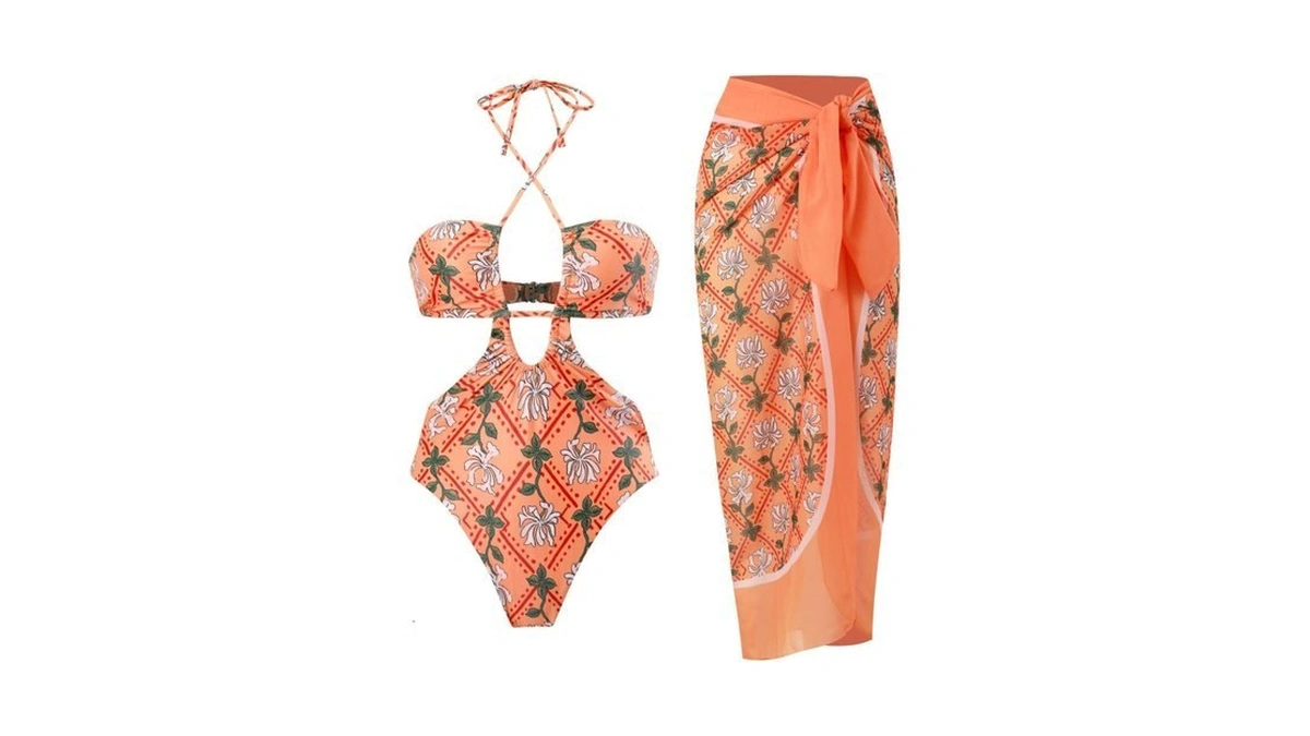 Lu's Chic Women's One Piece Bathing Suit With Cover Up