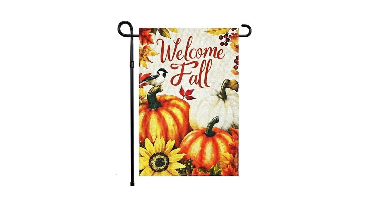 Amadecohome Welcome Fall Pumpkin Garden Flag 12x18 Double Sided
