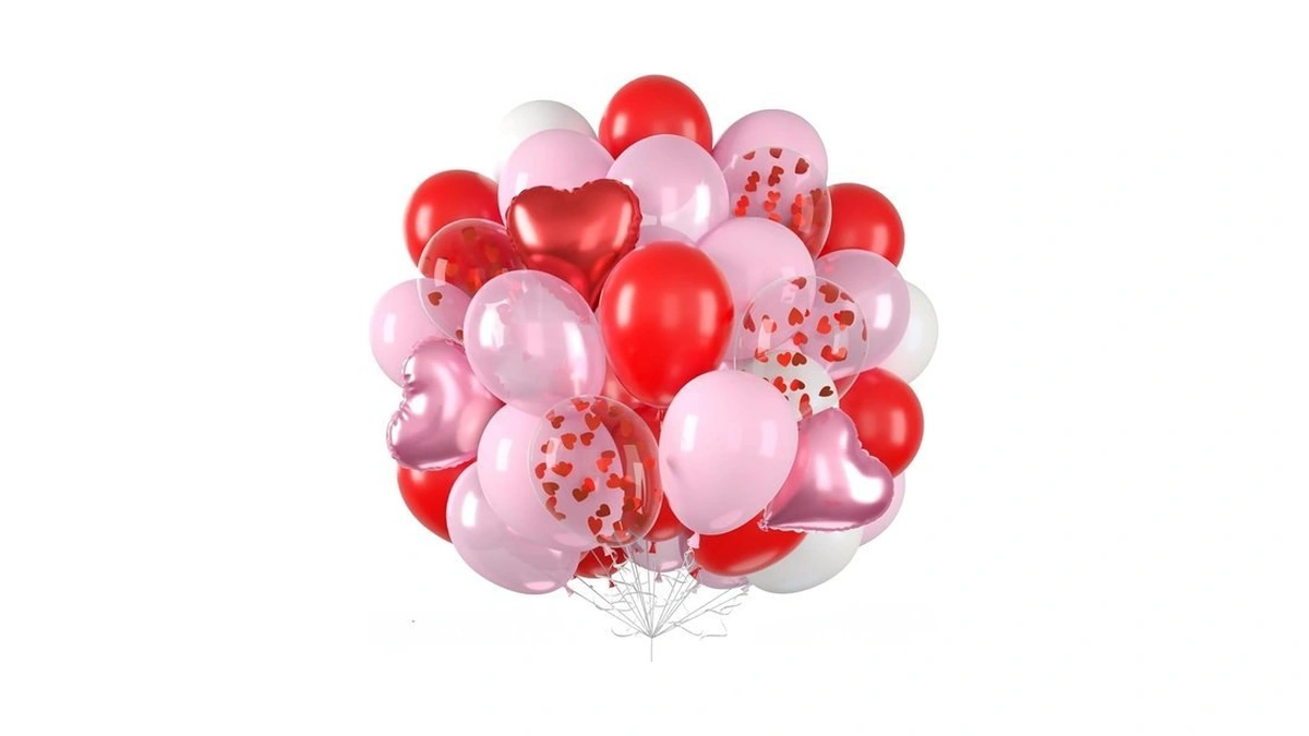 Valentine's Day Balloons, 12 Inch Red Pink Heart Anniversary Party