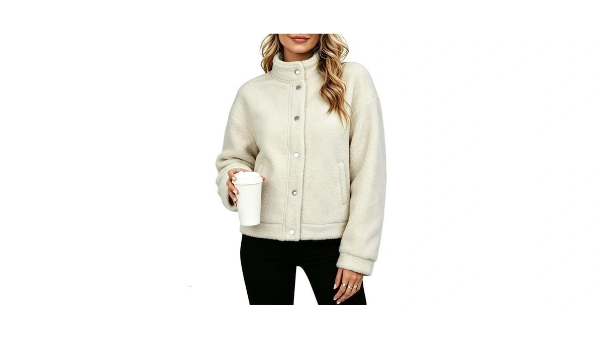 Bisual Women's Sherpa Fleece Jacket Button Coat With Pockets