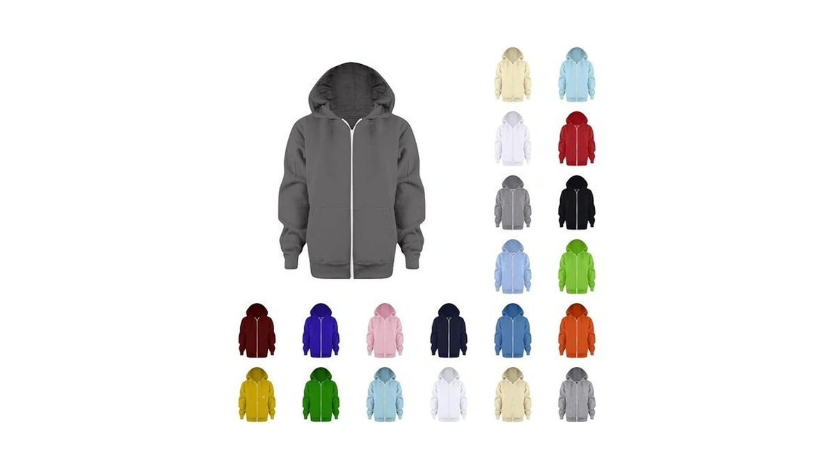 Kids Zip Up Hoodie School Uniform Boys Girls Hooded Sweatshirt