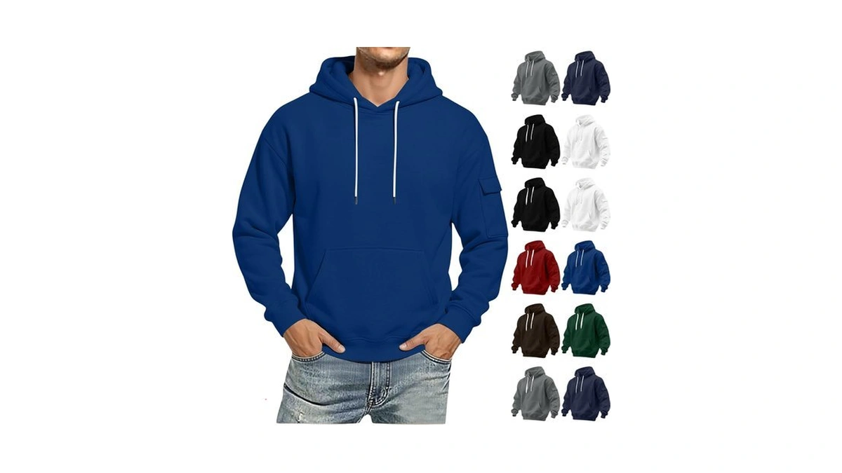 Ssuyeuri Mens Lightweight Oversized Hoodies Sweatshirts With Pocket Blue