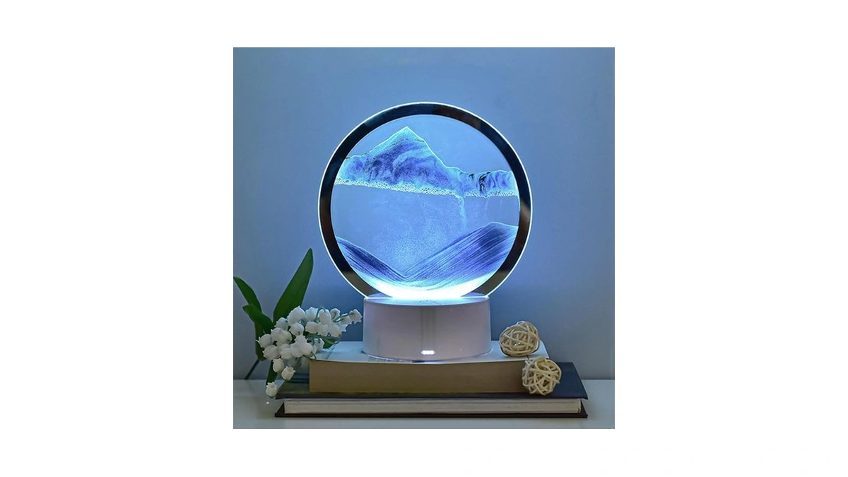 Crlkssjx Moving Sand Art Lamp, 3dmoving Sand Art, Quicksand Bedside