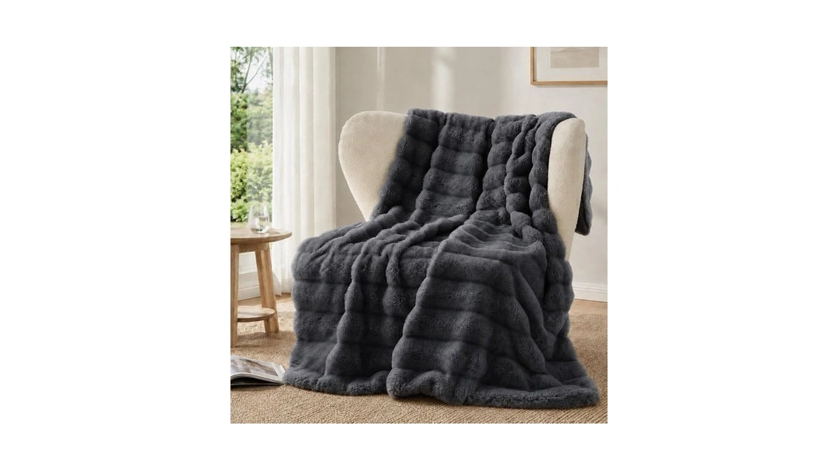 Battilo Dark Grey Throw Blanket For Couch, 60"x80"