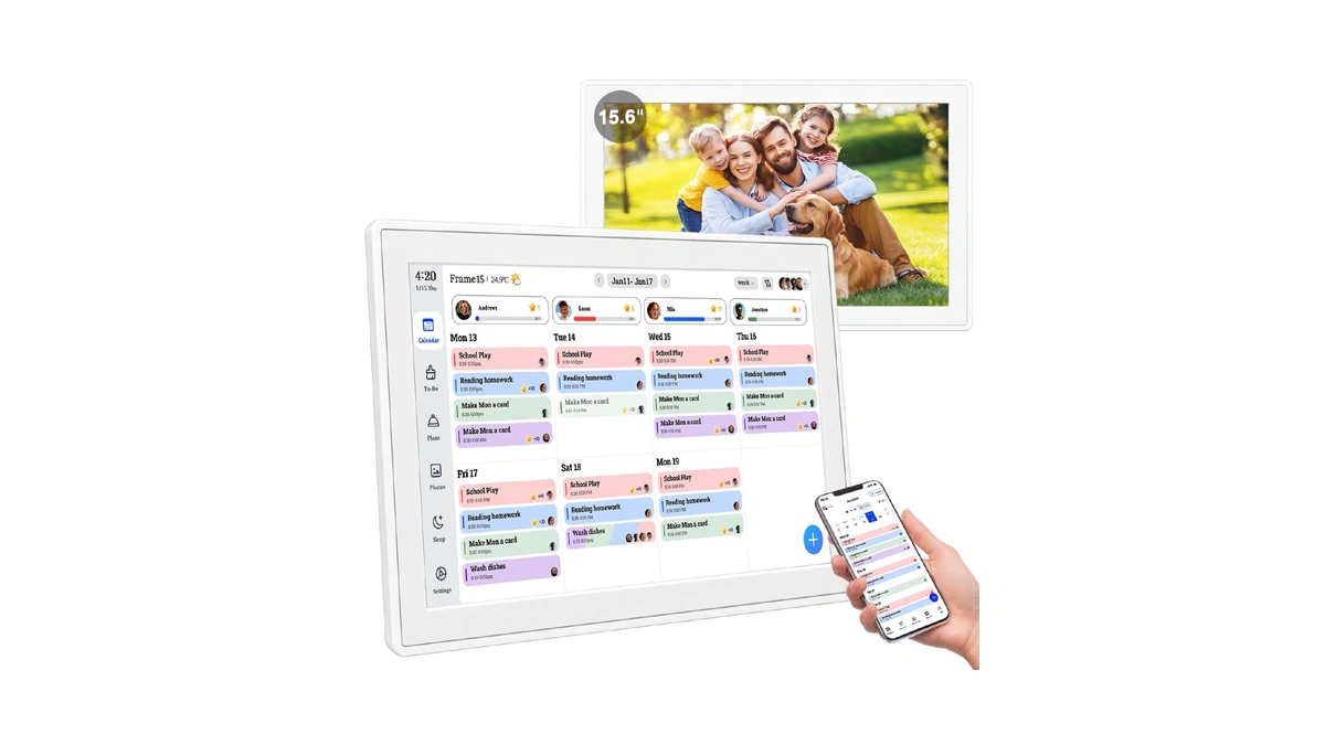 15.6" Digital Calendar Wall Touch Screen, Chore Chart, Photo Frame,