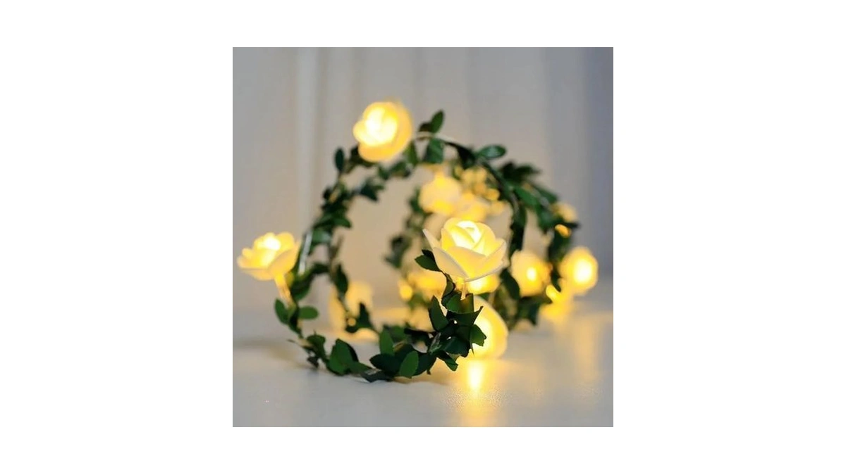 Led Waterproof Artificial Rose String Lights, Decorative Floral Light Garland