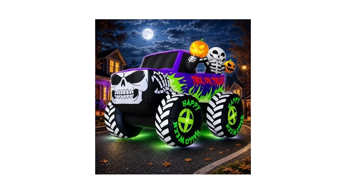 Fotako 8ft Long Giant Halloween Inflatables Decoration Outdoor Skeleton Monster