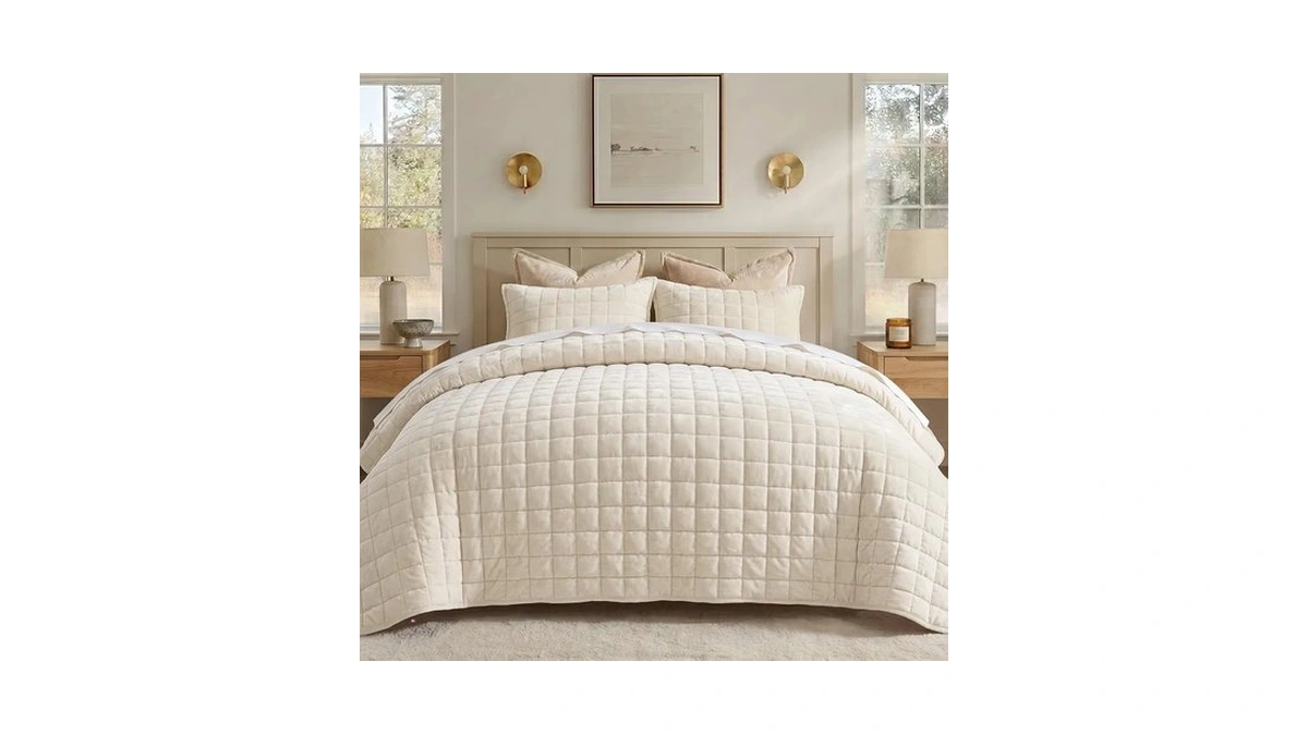Bedelite Velvet Quilt Set King Size, Luxury Velvet Comforter Bedding