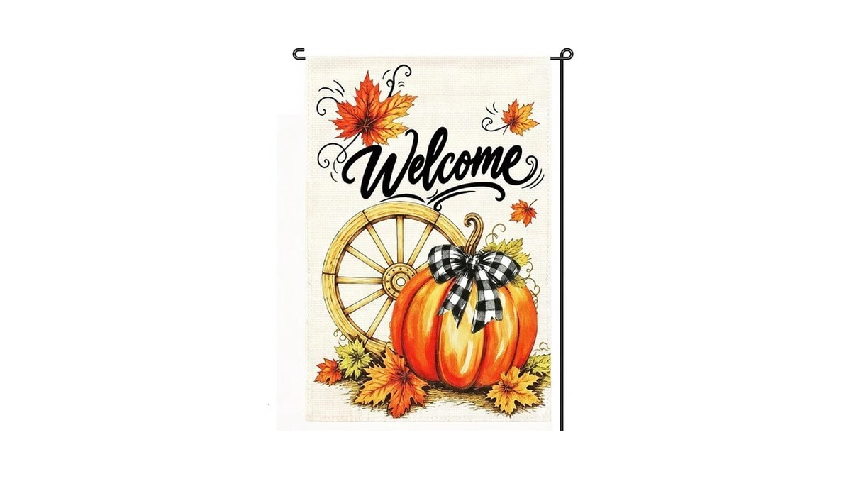 Fall Garden Flag 12x18 Inch, Double Sided Welcome Pumpkin Farmhouse