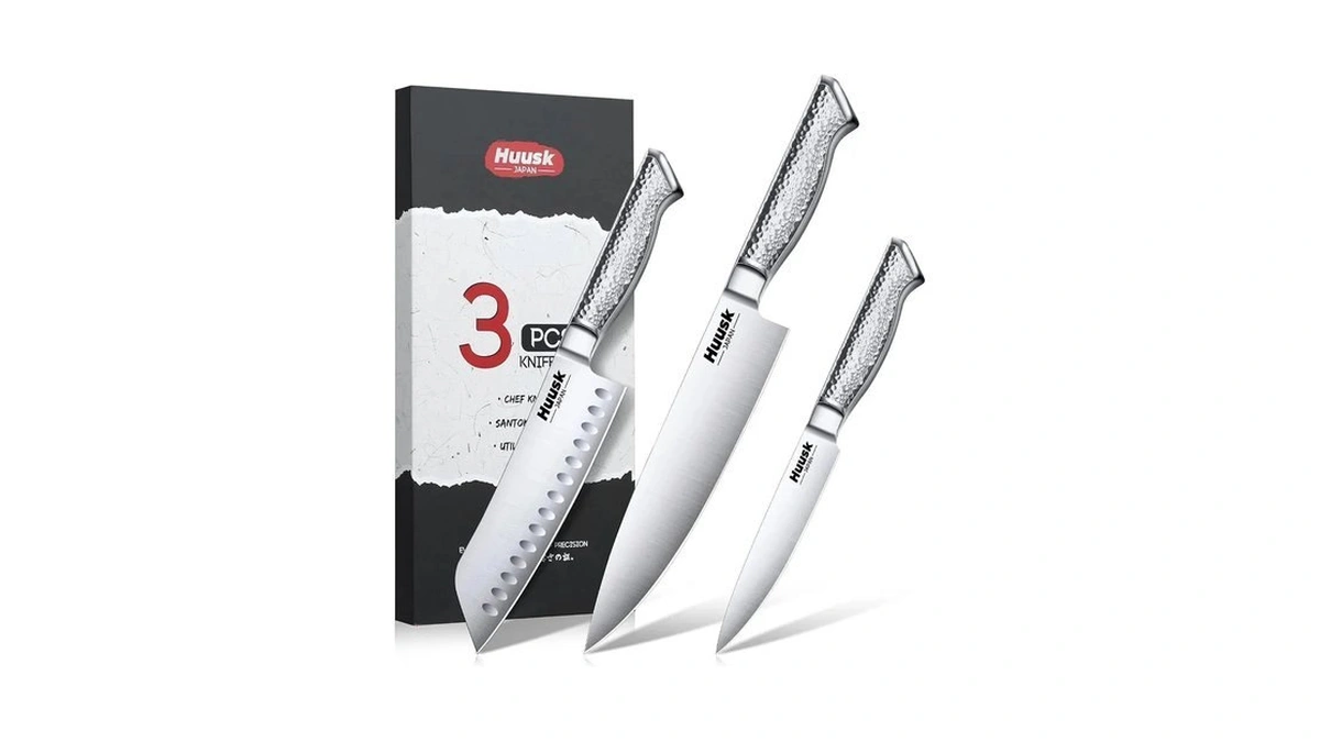 Huusk Chef Knife Set Of 3, Japanese Stainless Knife Set