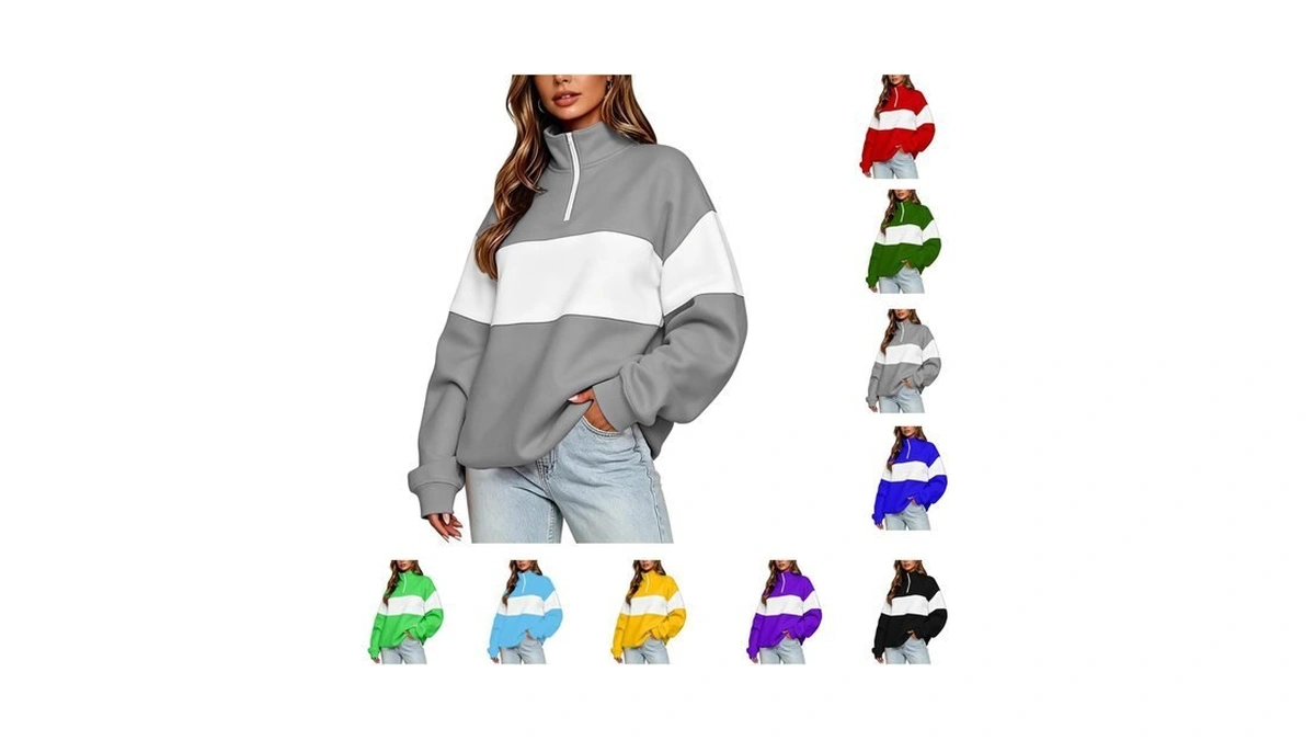 Fall Quarter Zip Pullover Women Fleece Fashion Sweat Shirt Cozy