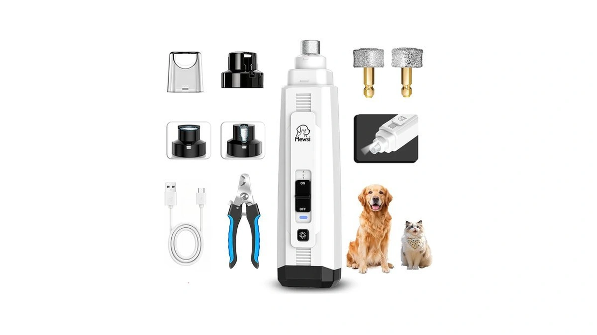 Mewsi Quiet Dog Nail Grinder, Electric Dog Nail Trimmer With