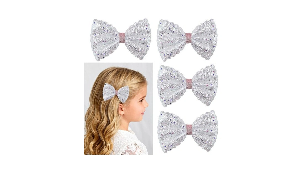 Hovebeaty Glitter Bow Hair Clips Sparkly Bowknot Hair Barrettes 4