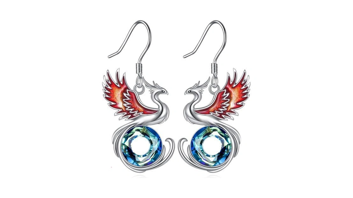 Zpmmpz Phoenix Earrings 925 Sterling Silver Animal Dangle Earrings Crystals