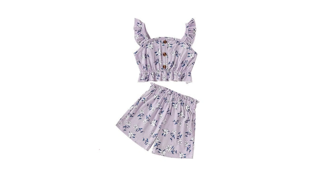 Hsoxlqf Kids Toddler Girls Summer Clothes Button Design Striped Tank