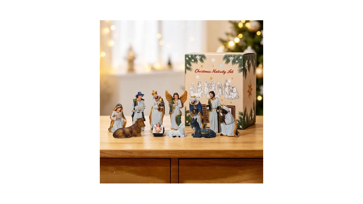 Swaite Christmas Nativity Set, Colorful Collectible Religious Decoration, Indoor Nativity