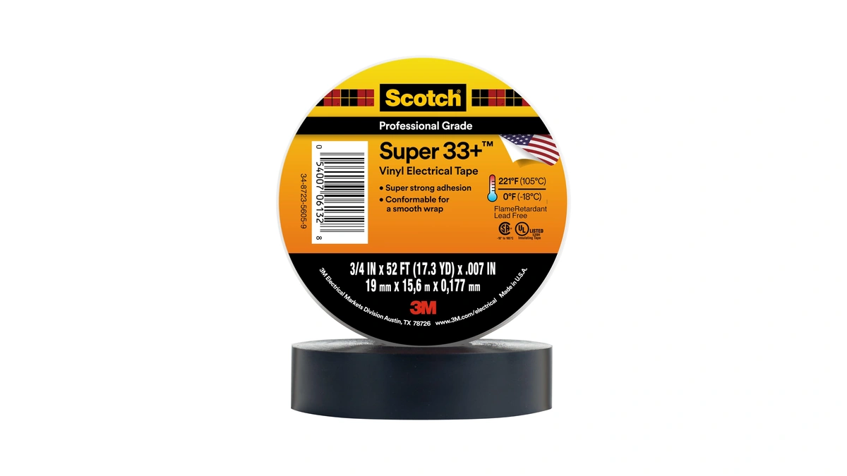 3m Scotch Super 33+ Electrical Tape, 3/4 In X 52