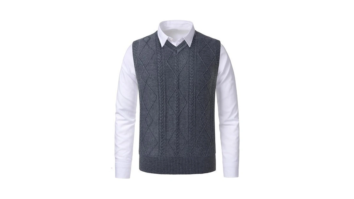 Beryielite Men's Argyle Sweater Vest Classic V-neck Knitwear Sleeveless Pullover